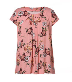 Spring And Summer Ladies Fashion Tops Short Sleeved In Viscose Crepe