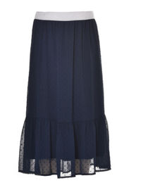 Black Color Long Chiffon Pleated Ladies' Skirts With Frill Around The Hem