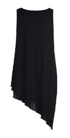 Black Round Neck Women'S Luxury Dresses Sleeveless With Slant Hem Customized