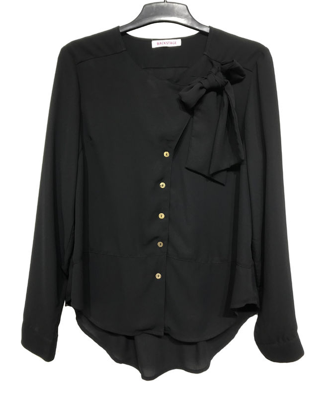 Loose Abd Large Size Fashion Ladies Blouse Black Color Womens Chiffon Shirt