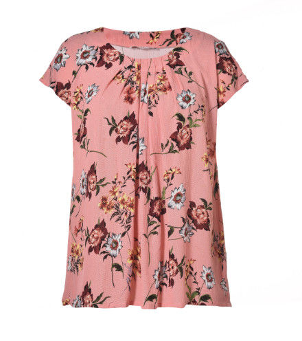 Spring And Summer Ladies Fashion Tops Short Sleeved In Viscose Crepe