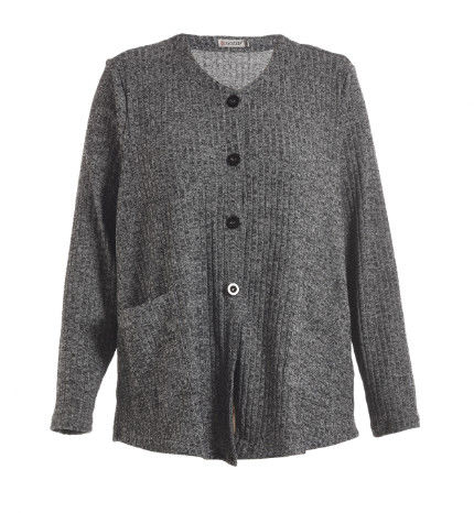 Button Closure Grey Color Women's Knit Cardigan In Autumn Or Early Winter