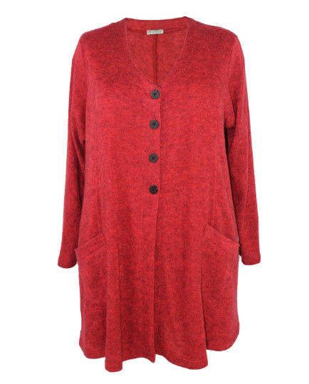 Casual Style Fashion Ladies Blouse Red Color Stretchable Front Side Pockets
