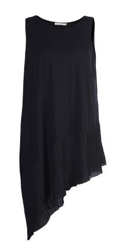 Black Round Neck Women'S Luxury Dresses Sleeveless With Slant Hem Customized